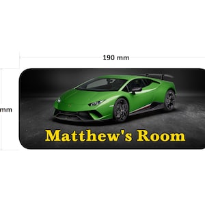 Lamborghini Türschild - Personalisiertes Kinderzimmerschild Jungen Mädchen Geschenk