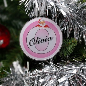 Personalised Letter Christmas Tree Acrylic Bauble Decoration - Santa - Gift