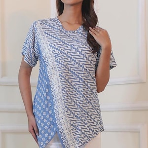 Blusa Batik de Manga Corta para Mujer