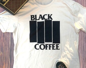 Drinking Black Coffee Soft Comfortable Cotton Water Based Print Text Graphic Logo  Tee Shirt T-shirt