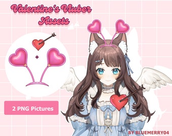 Hair Asset for Vtuber / PNGTuber/ Vtuber |Twitch | valentine| Prop | Asset | Anime /cute/Vtuber Commission/ENvtuber/Digital download