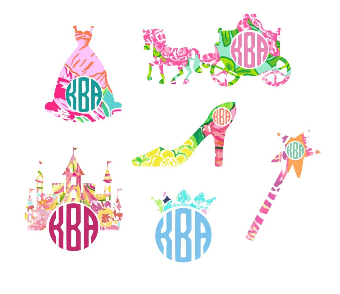 Lilly Inspired Princess Vinyl Decal Monogram Sticker Personalized