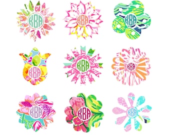 Lilly Inspired Floral Vinyl Decal Monogram Sticker | Personalized Preppy iPhone Laptop Car Tumbler Yeti Cup Wine Glass Cooler Flower Spring