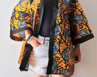 Veste Kimono en tissu wax Toubacouta