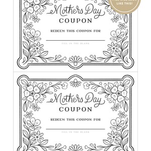 PRINTABLE Mother's Day Printable Coupons Mother's Day Gift Personalized ...