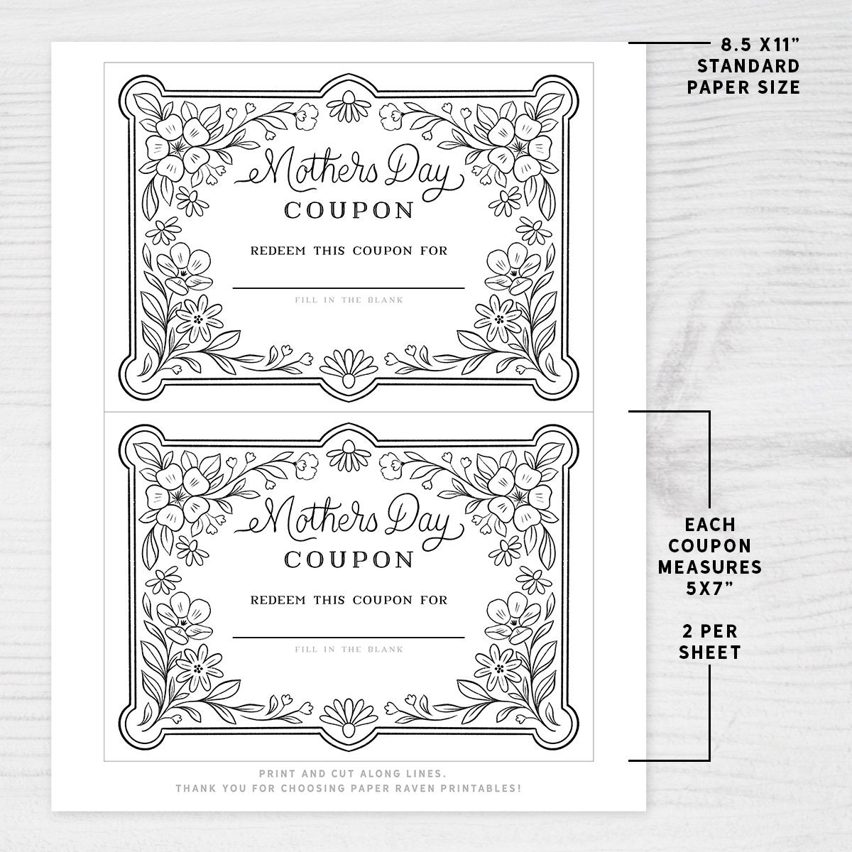 PRINTABLE Mother's Day Printable Coupons Mother's Day Gift Personalized ...