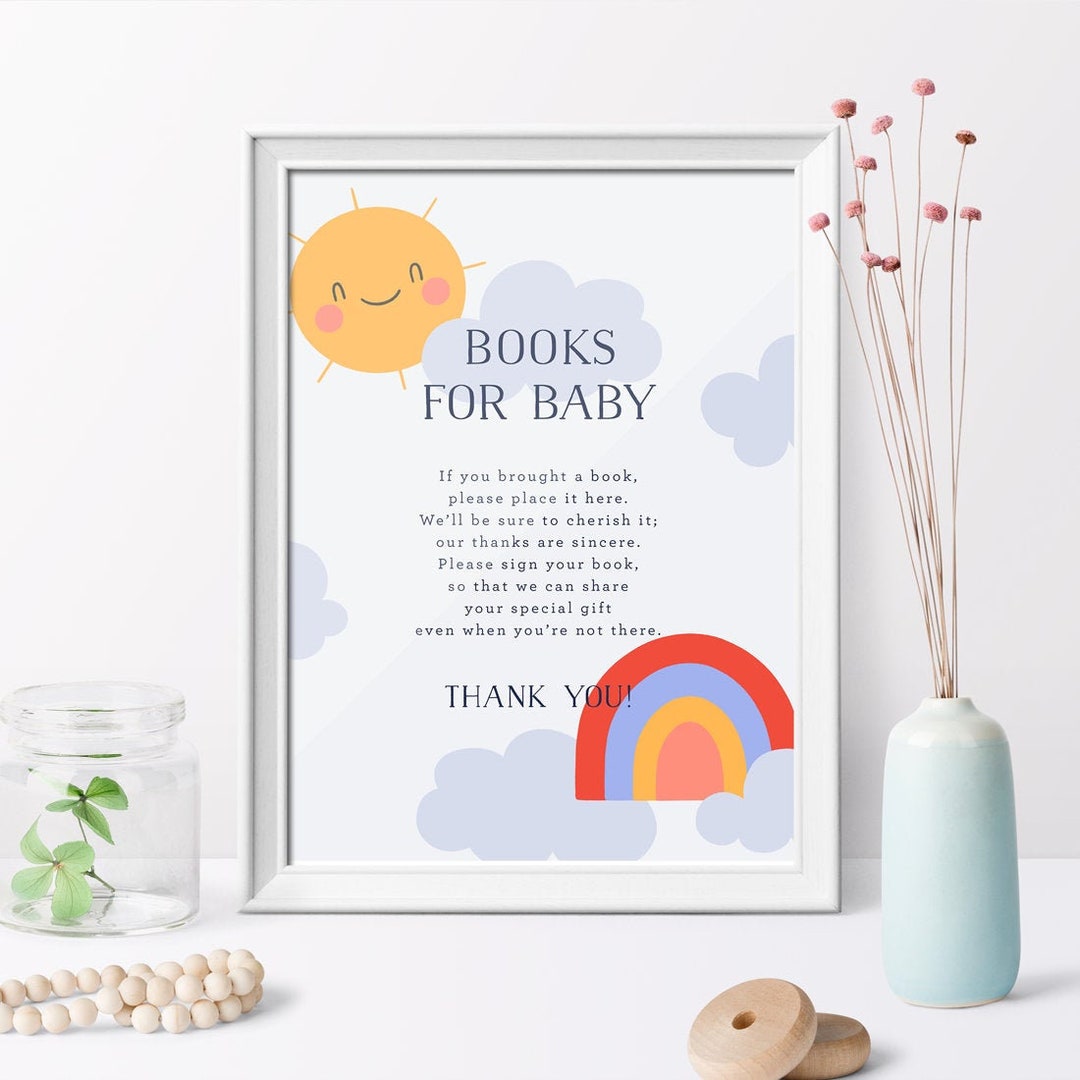 PRINTABLE Books for Baby Sign for Rainbow Baby Shower Sunshine Baby ...