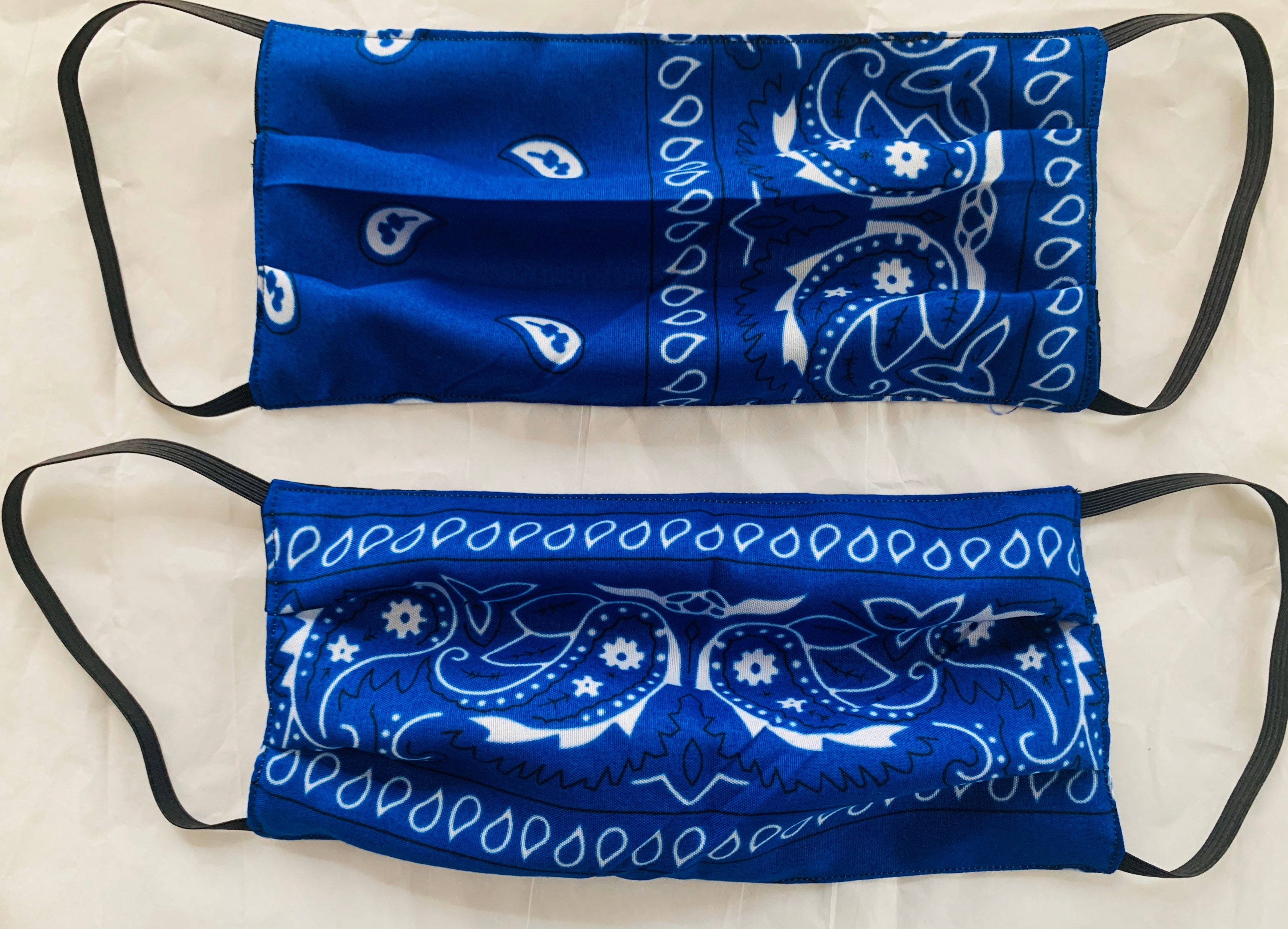 Electric Blue Bandana Face Mask Etsy