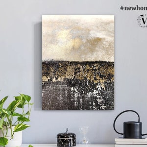 Pintura acrílica em preto e branco sobre tela, feita à mão.