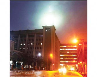 Allen-Bradley Polish Moon (Rockwell Automation Clock Tower) Night Fog • Milwaukee History • Canvas Photo Tile