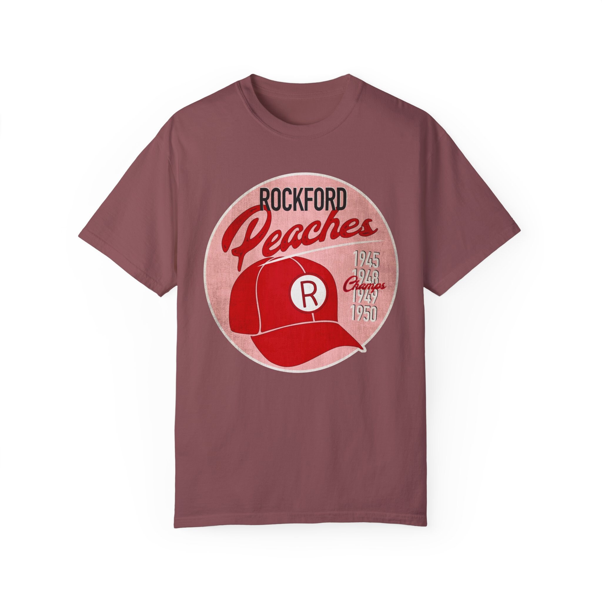 Rockford Peaches AAGPBL Hat Rockford Illinois Unisex Garment-Dyed T-shirt