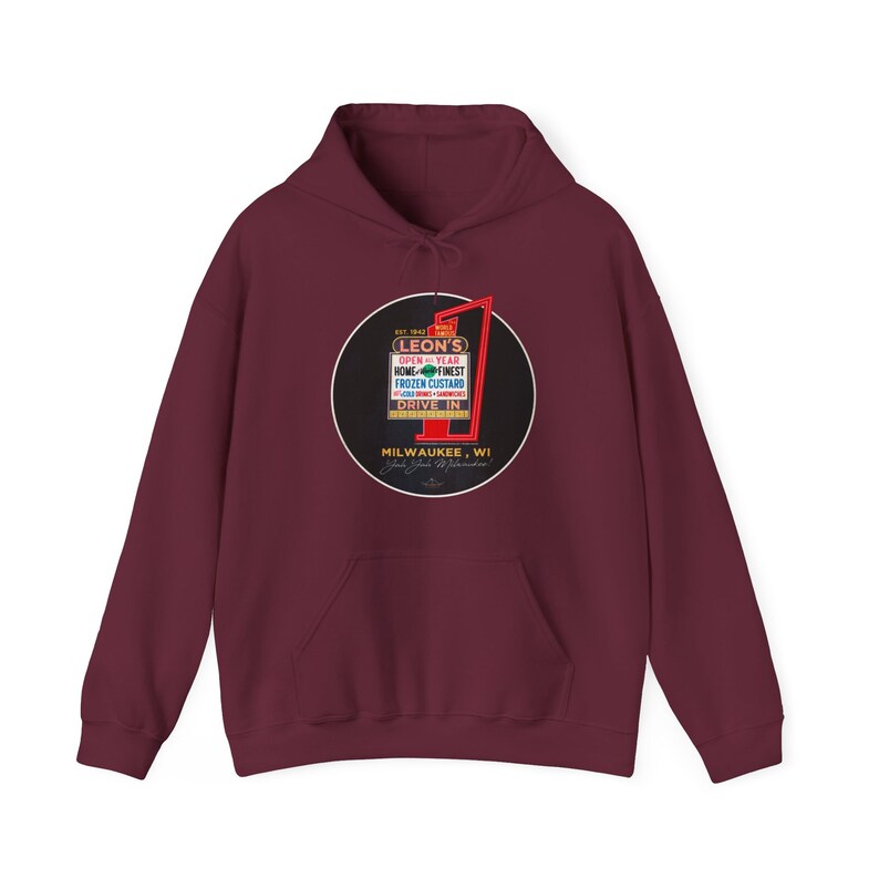 Leon's Frozen Custard, Milwaukee Wisconsin Unisex Heavy Blend™ Hooded Sweatshirt image 3