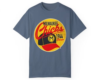 Milwaukee Chicks AAGPBL Hat, Milwaukee Wisconsin Unisex Garment-Dyed T-shirt