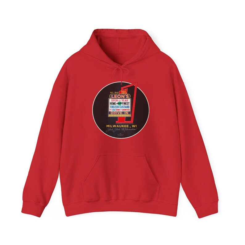 Leon's Frozen Custard, Milwaukee Wisconsin Unisex Heavy Blend™ Hooded Sweatshirt image 8