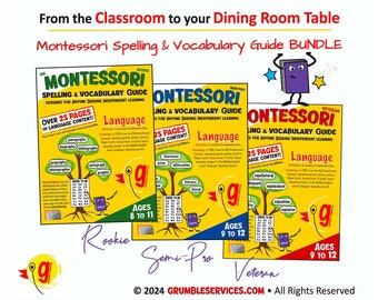Montessori Spelling & Vocabulary Bundle: Elementary Language Workbooks (PDF)