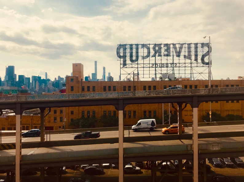 Subway Views of NYC Skyline and Silvercup Studio Sign Print Photo