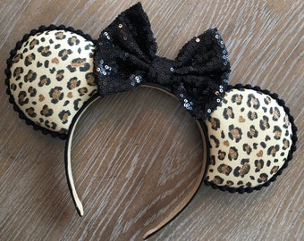 Cheetah Mouse Ears, Animal Kingdom Mouse Ears, Leopard Mouse Ears, Glitter, Mickey Minnie Mouse Ears