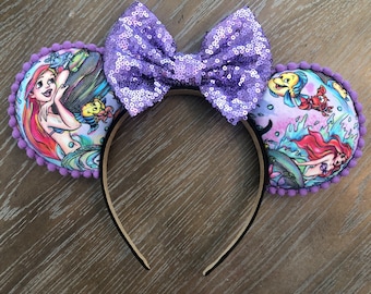 Little Mermaid Mouse Ears, Ariel Mouse Ears, Princess Mouse Ears, Mickey Minnie Mouse Ears