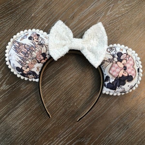 Orejas de ratón para boda, orejas de ratón para novia, orejas de Mickey y Minnie Mouse