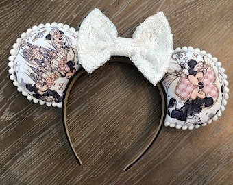 Wedding Mouse Ears, Bride Mouse Ears, Mickey Minnie Mouse Ears