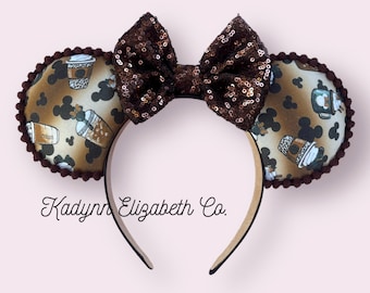 Coffee Mouse Ears, Cheetah Mouse Ears, Mickey Minnie Mouse Ears
