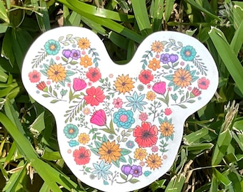 Minnie Mouse Sticker, Minnie Floral Sticker, Mickey Mouse Sticker
