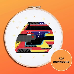 Oscar Piastri 2025 Racing Helmet Cross-Stitch Pattern