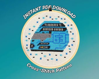 George Russell Cross-Stitch Pattern 2025 Formula Racing Helmet