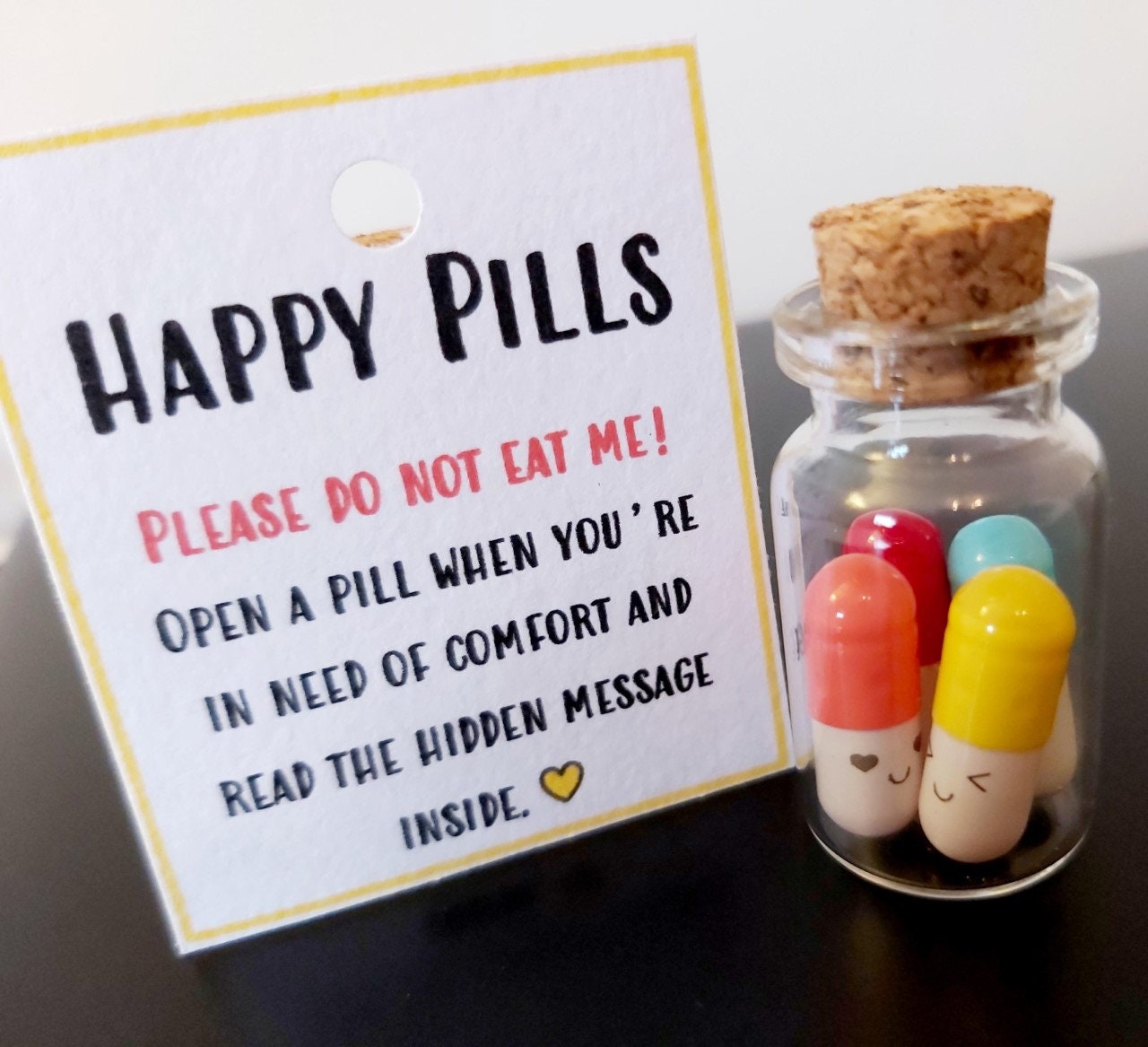 Personalised Happy Pills Secret message in a bottle Mental Etsy