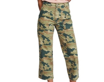 Free People, Anthropologie, Anthro, Boho, Gift For Her, Remy Camouflage Cropped Pants
