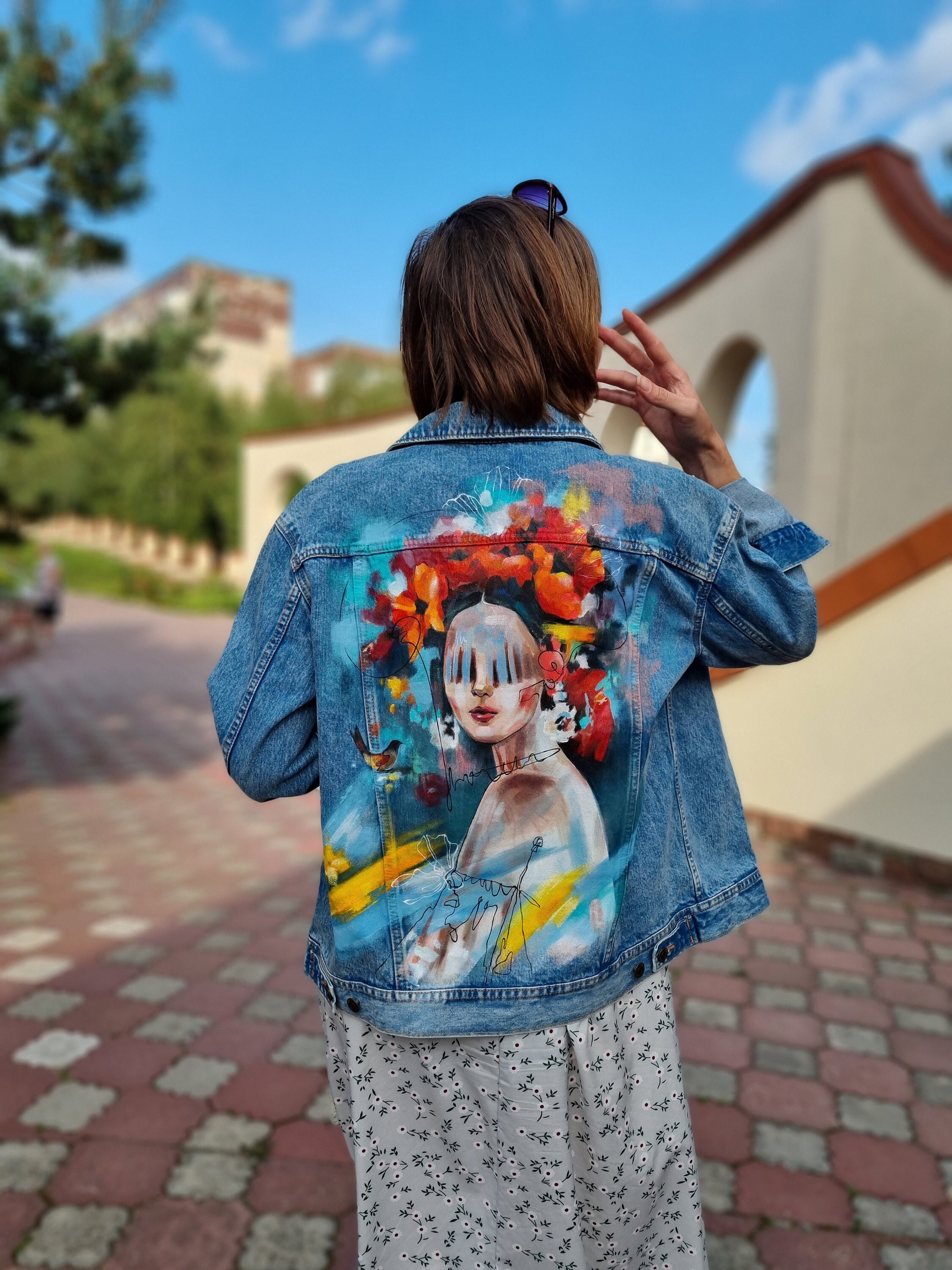Silver flower denim jacket – POPPY