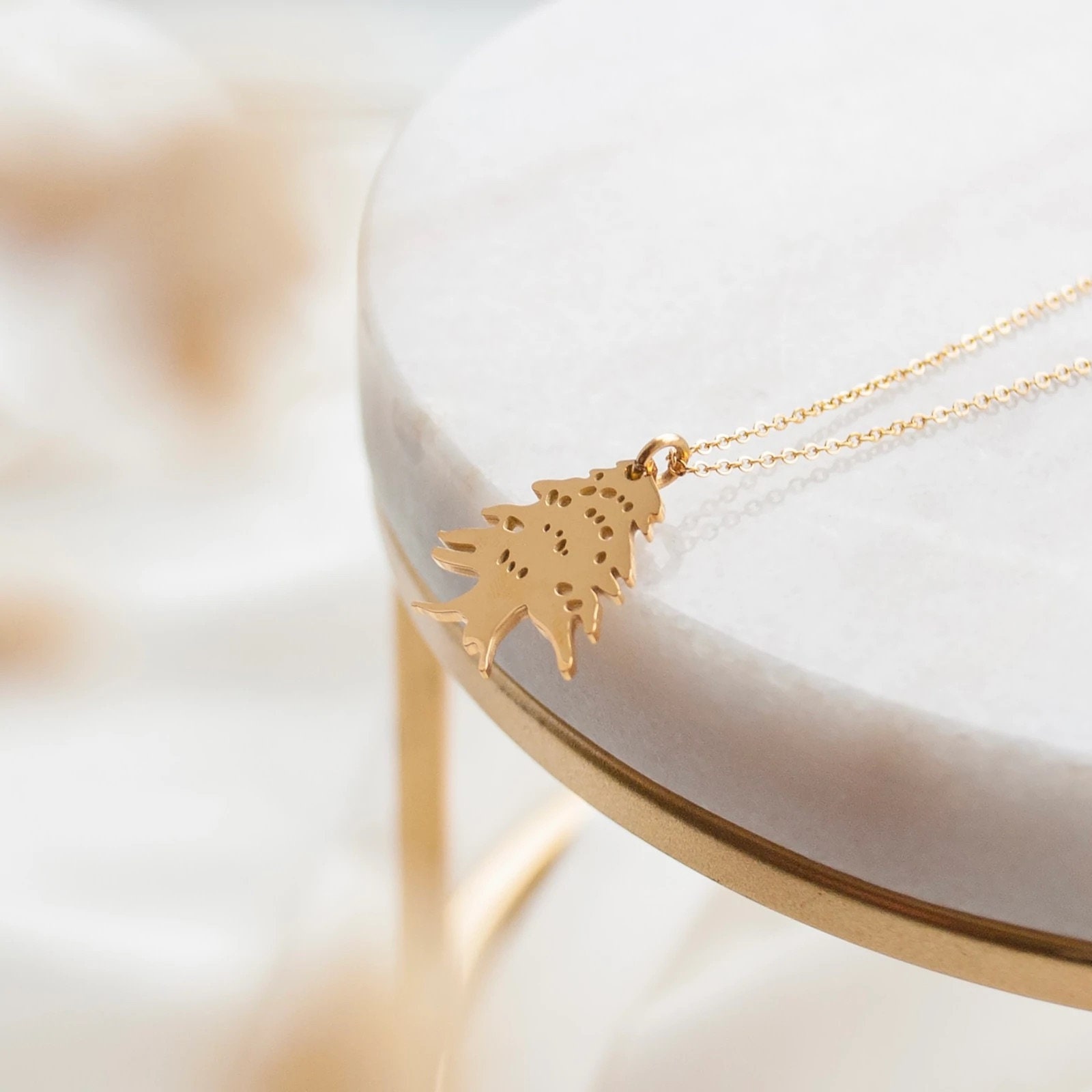 Gold cedar tree pendant clearance