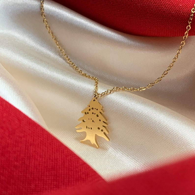 Lebanon Cedar Tree Necklace 18K Gold Plated Lebanon Etsy