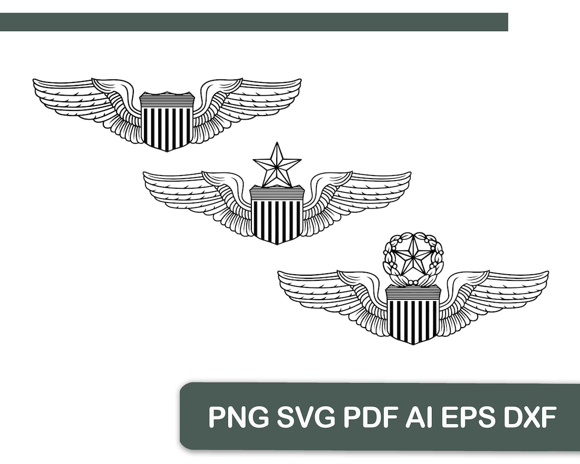 1 Air Force Pilot Wings poster sticker vector file cut png pdf | Etsy