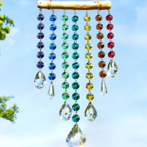 Seven colored crystal Chakra, Suncatchers Prisms, for Home, Garden Decoration.