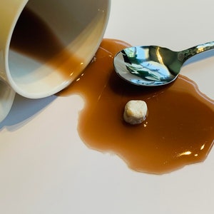Display Faux Food Prop Coffee Mug With/Without Spoon Spilled