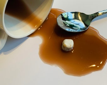 Display Faux Food Prop Coffee Mug With/Without Spoon Spilled
