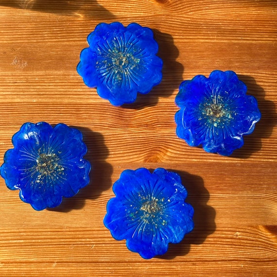 Beautiful Flower Shaped Resin Coasters Handmade Coasters Etsy