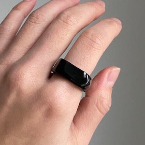 Thick Black Arrow Ring, Black Stainless Steel Ring, Stylish Black Signet Ring, Unisex, Black Direct Ring, Stainless Steel Band, Black Ring