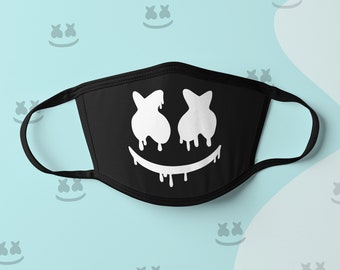 Marshmello schwarze Gesichtsmaske - Glow-in the-Dark Cotton Gesichtsmaske