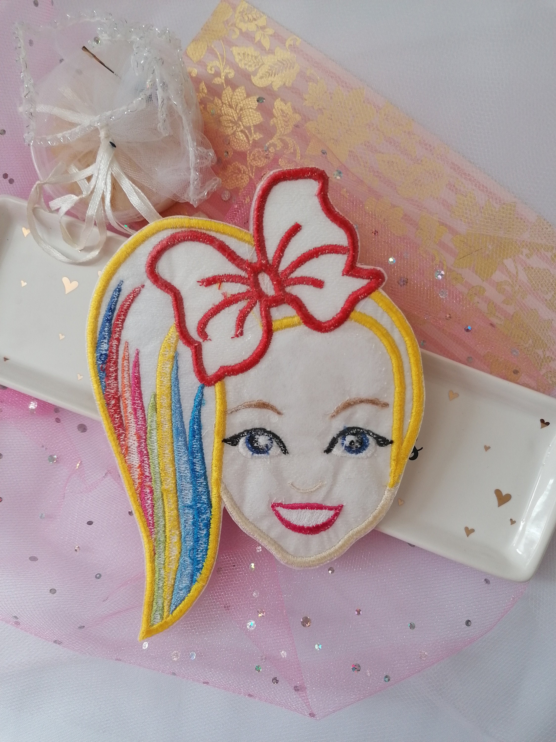 Embroidery Patch Iron on Patch Glitter Bow Girl Patch Etsy