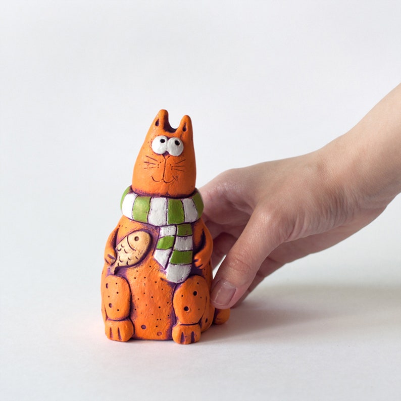 Ginger cat figurine ceramic cat kitten figurine ginger Etsy