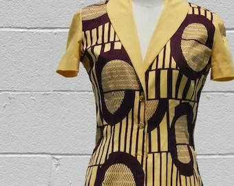 African fabric dress, custom dress, office dress, dinner dress, short sleeved dress