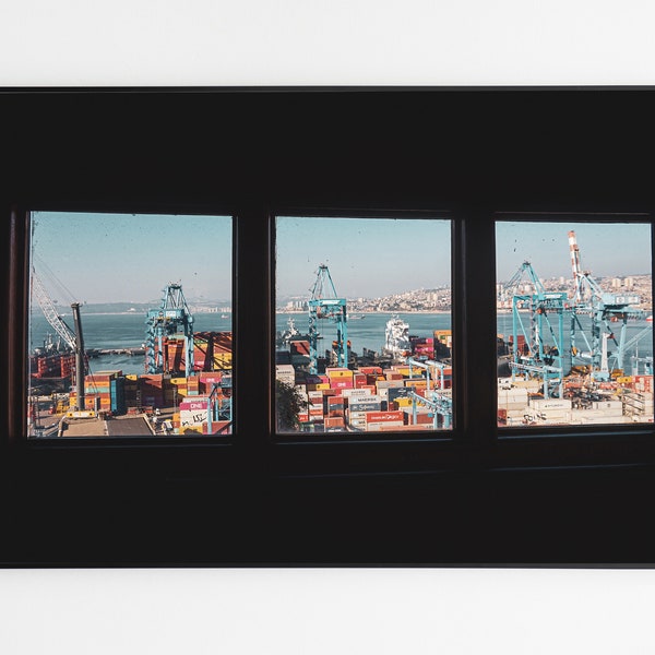 Panorama | impression Fine Art - Paysage - Chili - Valparaiso - Port commercial - Containers