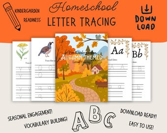 Vorschul-Herbst-Themed Mini-Einheit | A-Z Handschrift Praxis | Hausschule | PDF-Download