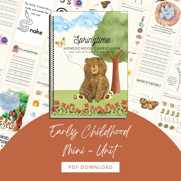 SPRING Mini Unit Study | Spring Activities | Science | Handwriting | Homeschool Printable | The Letter S | INSTANT DOWNLOAD | pdf