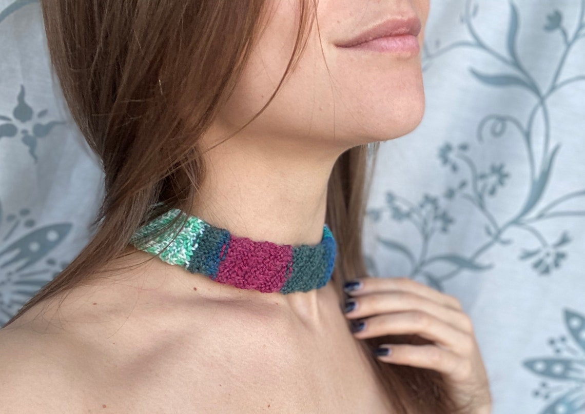 Knitted Necklace/ Knitted Choker Pattern/ Knitted Jewelry/ Etsy