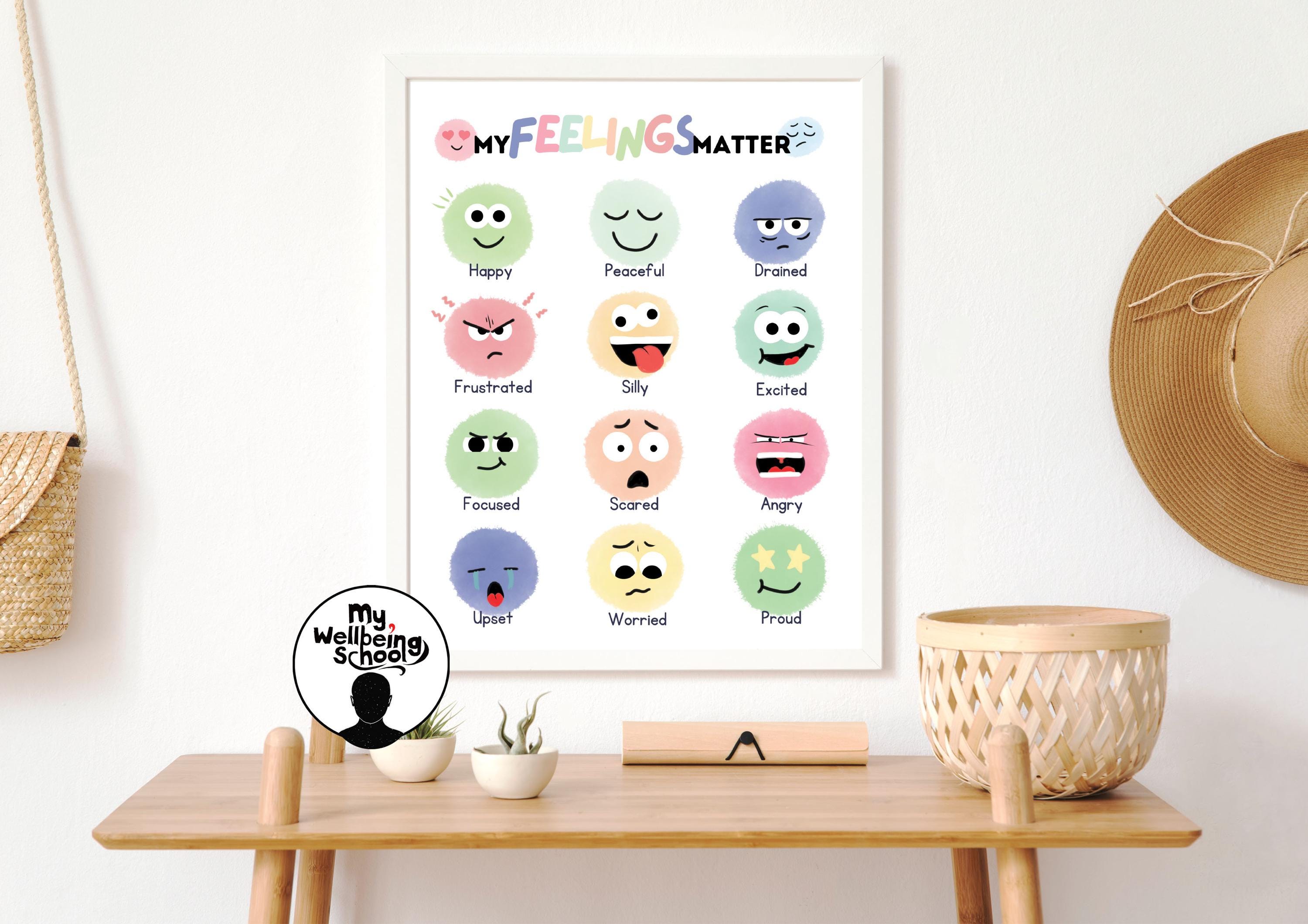 Colorful Feelings Poster for School Counseling, Digital Classroom Decor ...