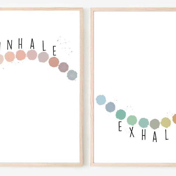 Inhale Exhale Print, Calm Corner, Mindful Breathing Poster, Therapy Room Decor, School Counselor