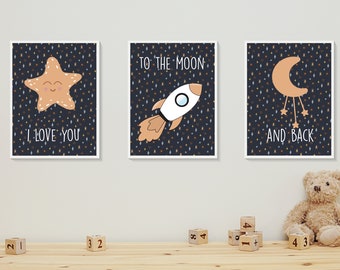 Space Nursery Wall Art, Boys Nursery Wall Decor